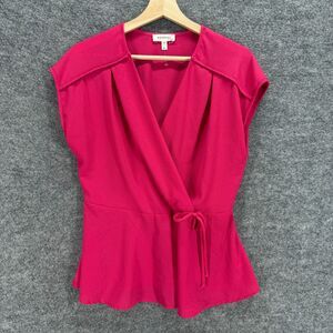 Monteau Blouse Women XL Pink V-Neck Sleeveless Wide Strap Tasseled Casual Solid